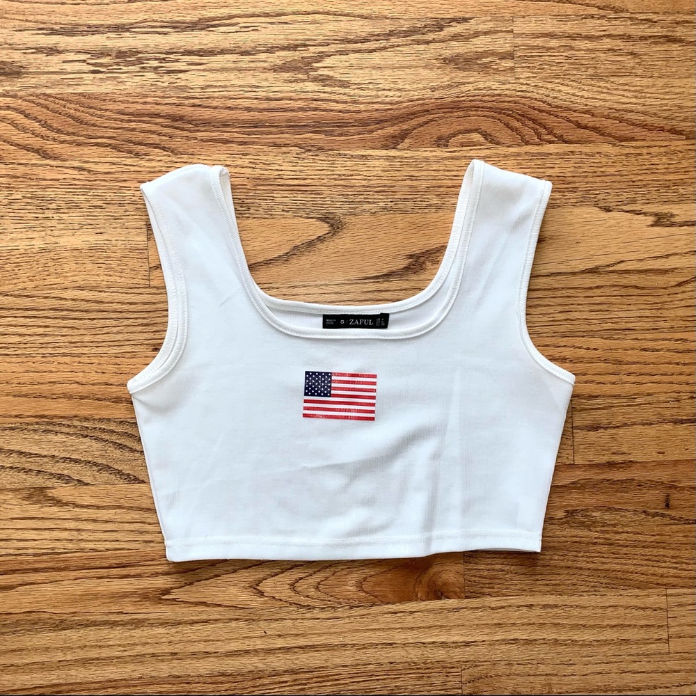 American Ribbed Cropped Tank Top - Picture 2 of 5